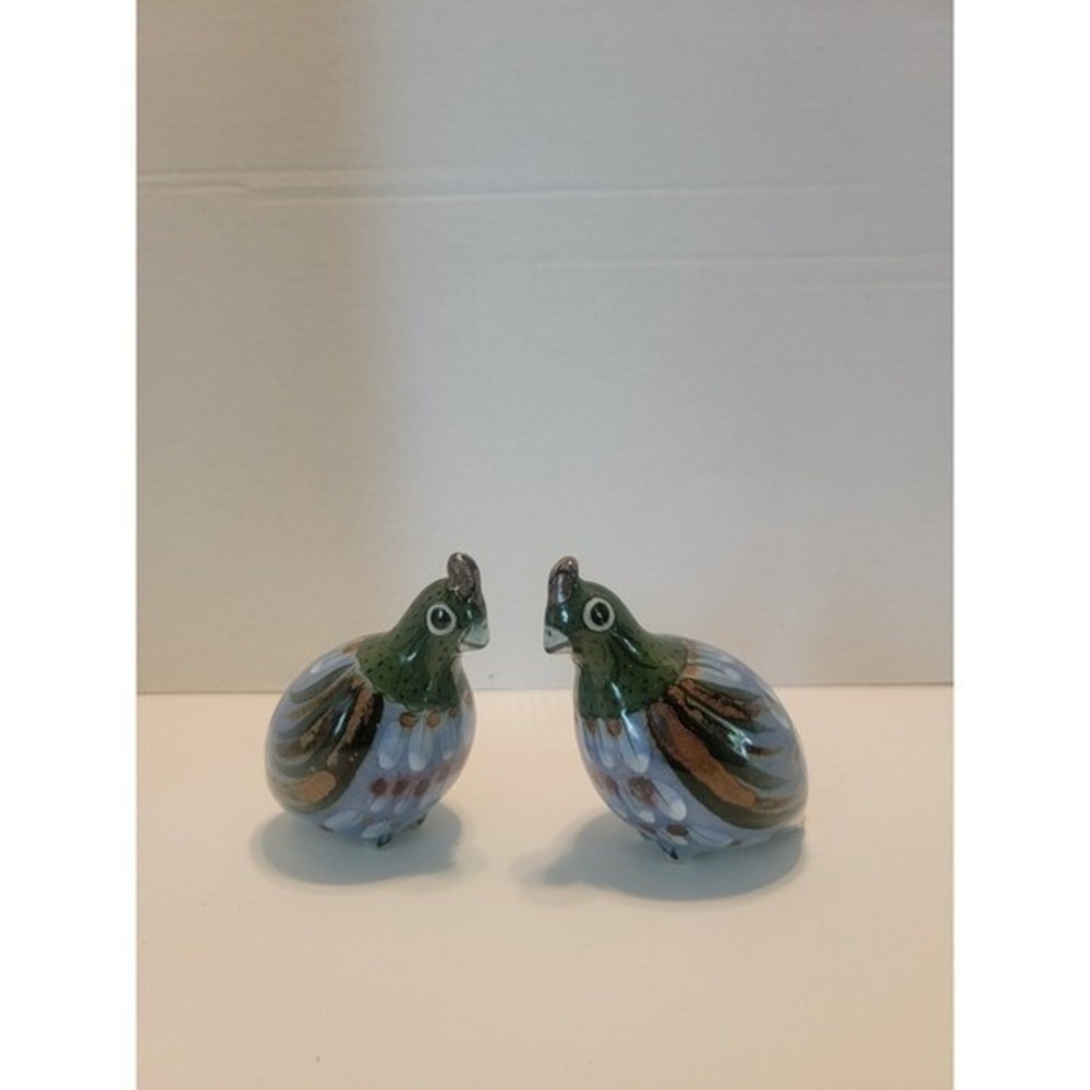 Mexican Pottery Quail Bird Vintage 70s Tonala Small Set 2 Folk Art Decor signed